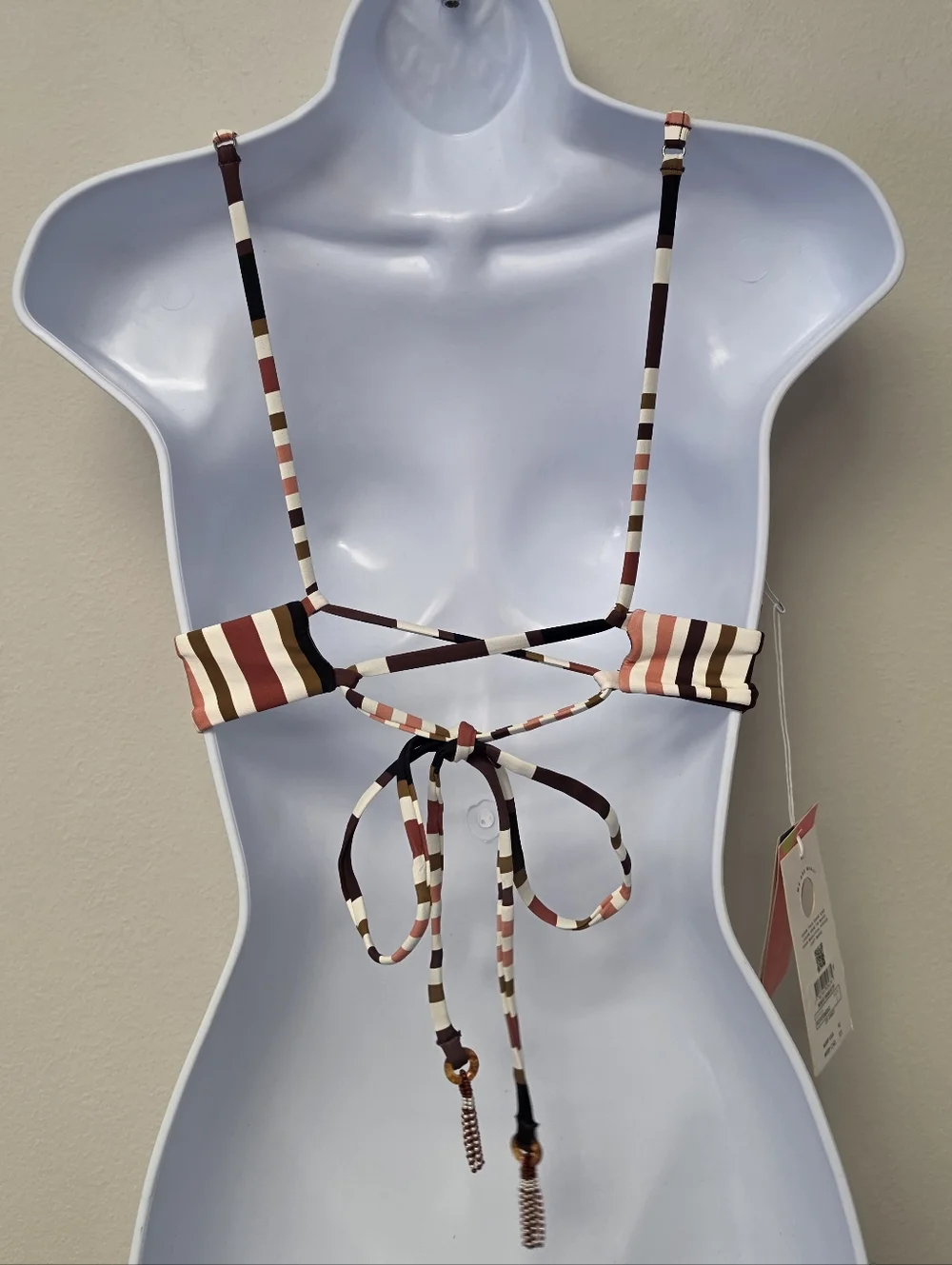 Maaji Burgundy Barcode Parade Reversible Triangle Bikini Swim Top L